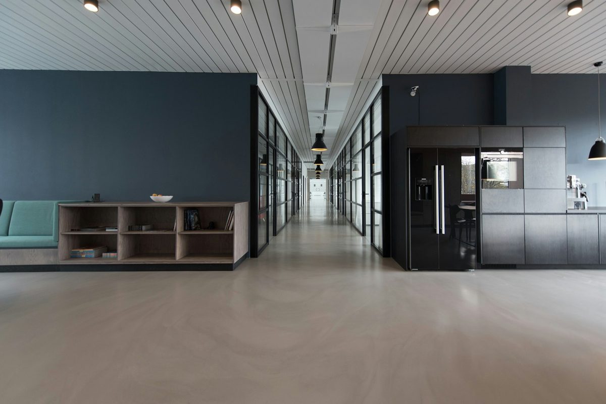 A contemporary office corridor